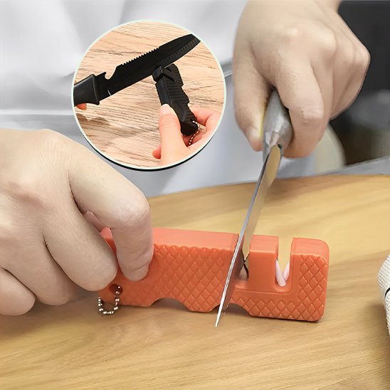 Aiguiseur couteau orange facile utilisation